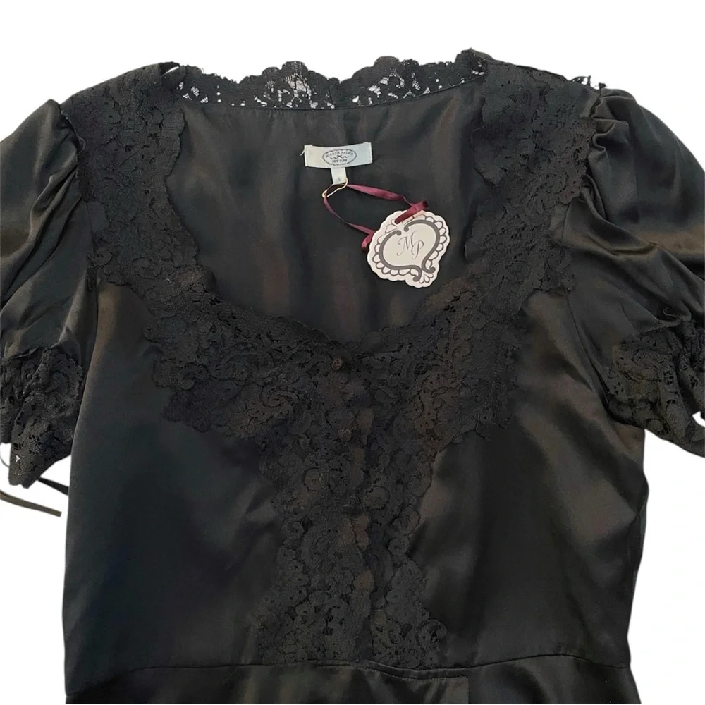 Mirror Palais Silk Unwrap Me Black Mini Dress - Picture 3 of 8